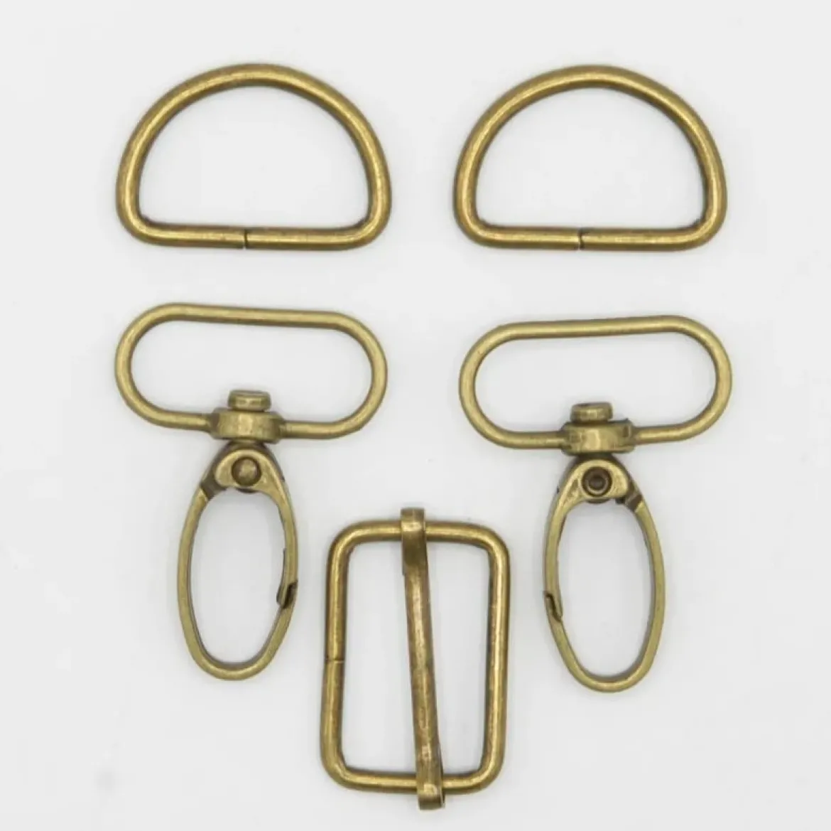 Taschengurt Komplettset mit Karabinkerhaken 25mm bronze 5tlg Set