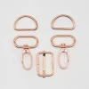 Taschengurt Komplettset mit Karabinkerhaken 25mm rose gold glänzend 5tlg Set