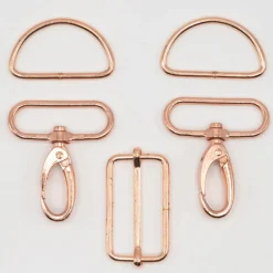 Taschengurt Komplettset mit Karabinkerhaken 40mm rose gold glänzend 5tlg Set