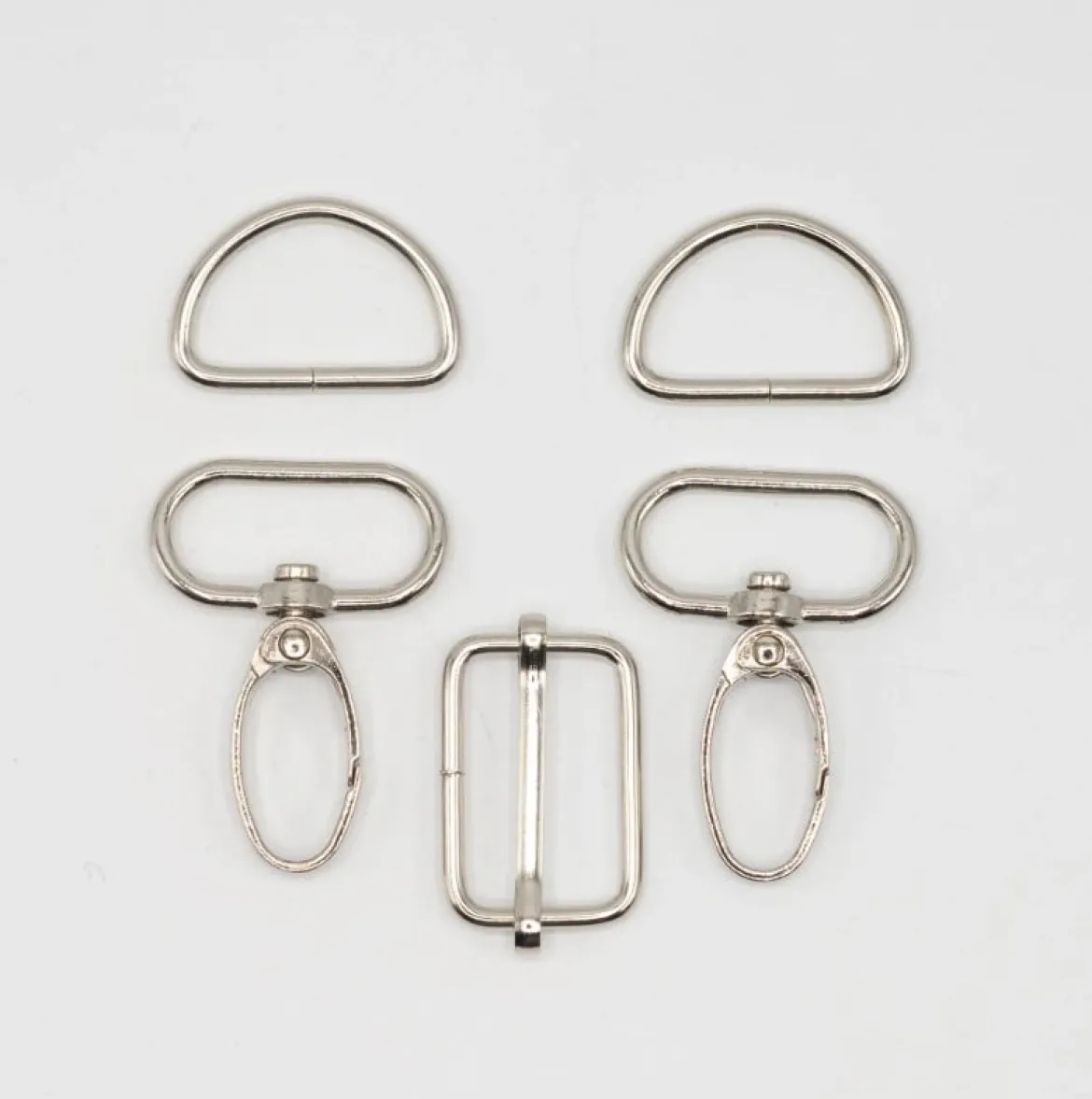 Taschengurt Komplettset mit Karabinkerhaken 25mm nickel 5tlg Set