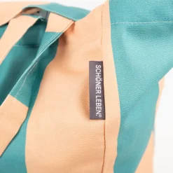 Tasche Shopper aus Baumwolle mit Streifen apricot grün von SCHÖNER LEBEN.