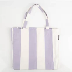 Tasche Shopper aus Baumwolle mit Streifen flieder ecru von SCHÖNER LEBEN.