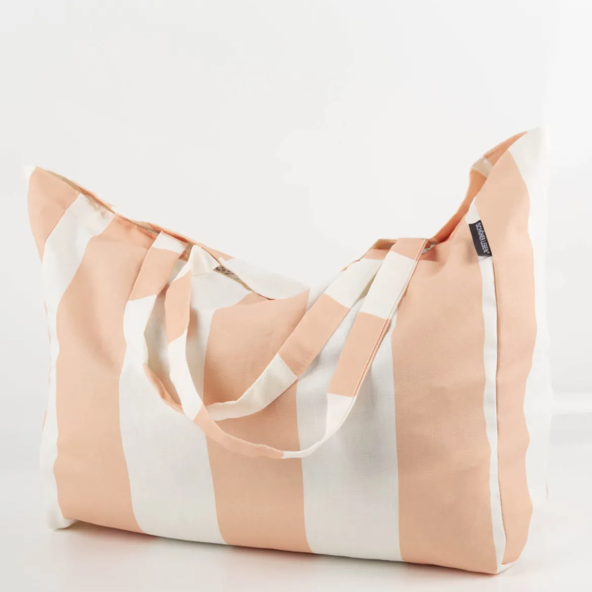 Tasche Shopper aus Baumwolle mit Streifen peach ecru von SCHÖNER LEBEN.