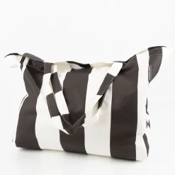 Tasche Shopper aus Baumwolle mit Streifen schwarz ecru von SCHÖNER LEBEN.