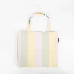 Tasche Shopper aus Baumwolle mit Streifen flieder pistazie vanille von SCHÖNER LEBEN.