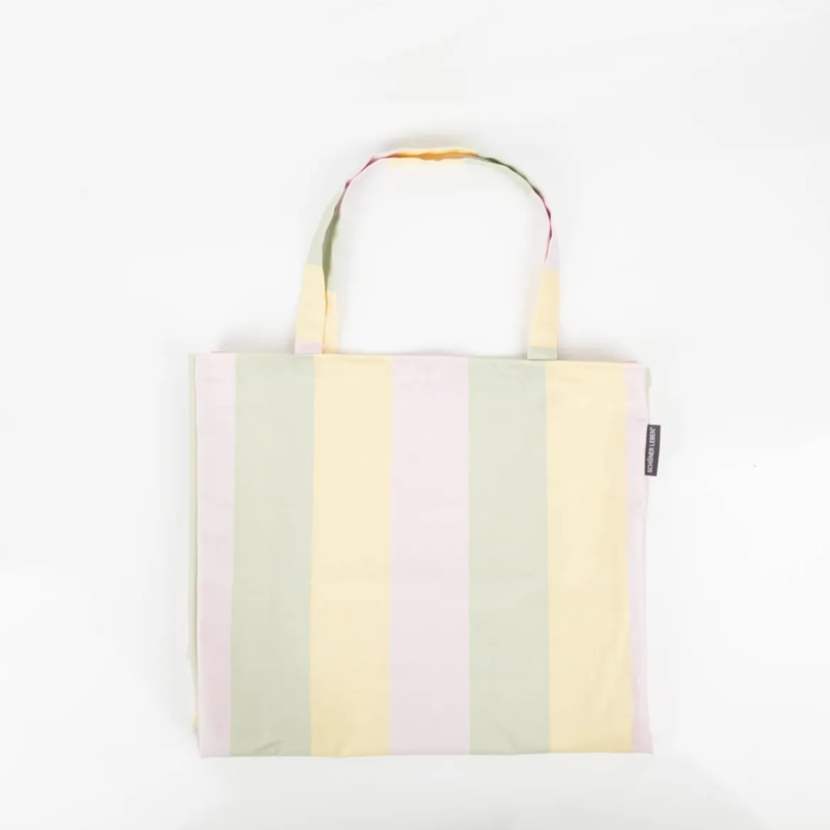 Tasche Shopper aus Baumwolle mit Streifen flieder pistazie vanille von SCHÖNER LEBEN.