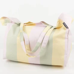 Tasche Shopper aus Baumwolle mit Streifen flieder pistazie vanille von SCHÖNER LEBEN.