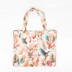 Tasche Shopper aus Baumwolle mit Kolibri, Blumen und Blättern von SCHÖNER LEBEN.