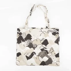 Tasche Shopper aus Baumwolle mit Kranichen beige schwarz von SCHÖNER LEBEN.