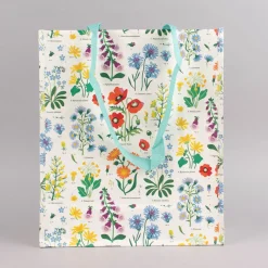 Tasche Wildblumen aus recyceltem Material weiß bunt 34x14x40cm