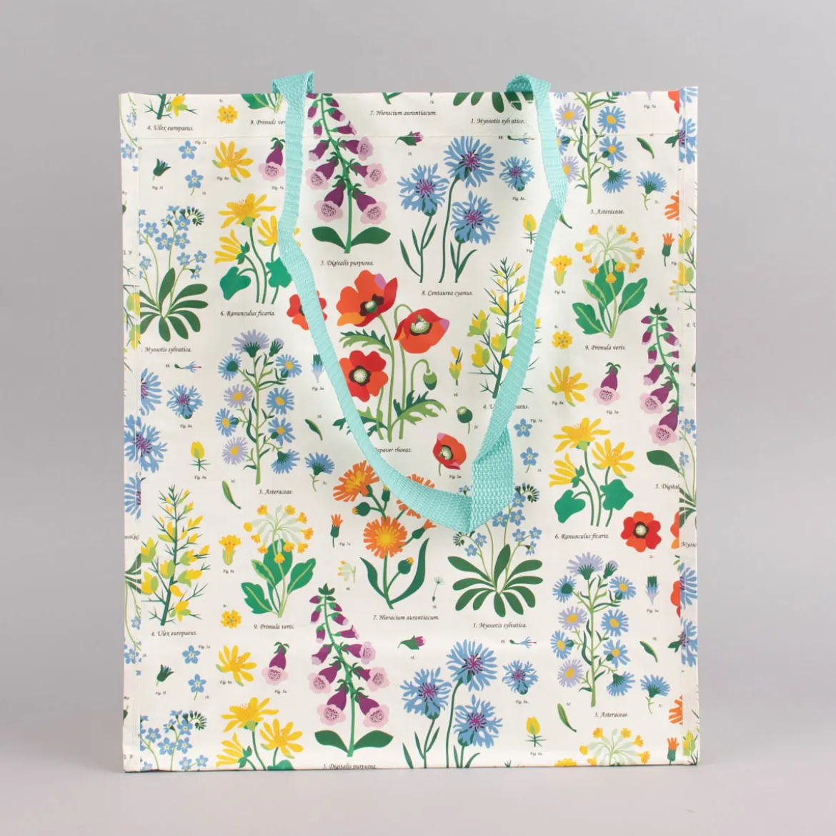 Tasche Wildblumen aus recyceltem Material weiß bunt 34x14x40cm