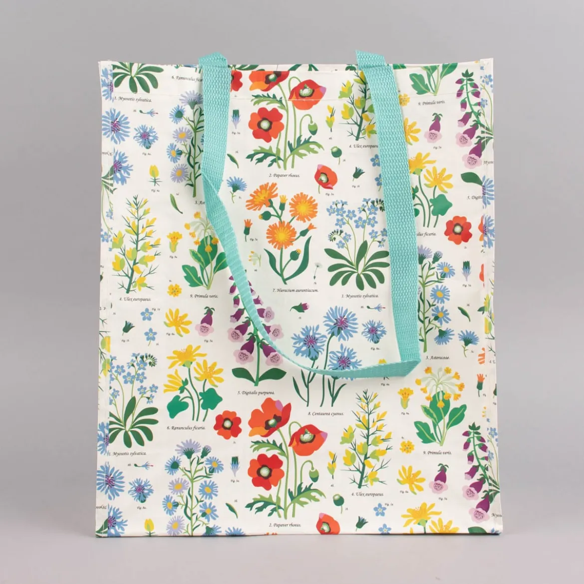 Tasche Wildblumen aus recyceltem Material weiß bunt 34x14x40cm