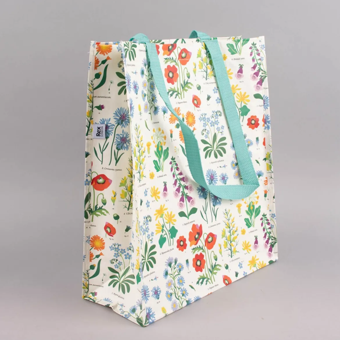 Tasche Wildblumen aus recyceltem Material weiß bunt 34x14x40cm