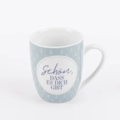 Tasse aus Porzellan Schön dass es dich gibt kleiner Anker blau weiß 250ml von La Vida