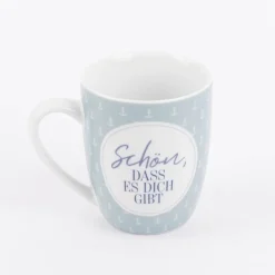 Tasse aus Porzellan Schön dass es dich gibt kleiner Anker blau weiß 250ml von La Vida