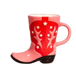 Tasse Cowboy Stiefel 280ml Dolomit handbemalt rosa rot von Sass & Belle