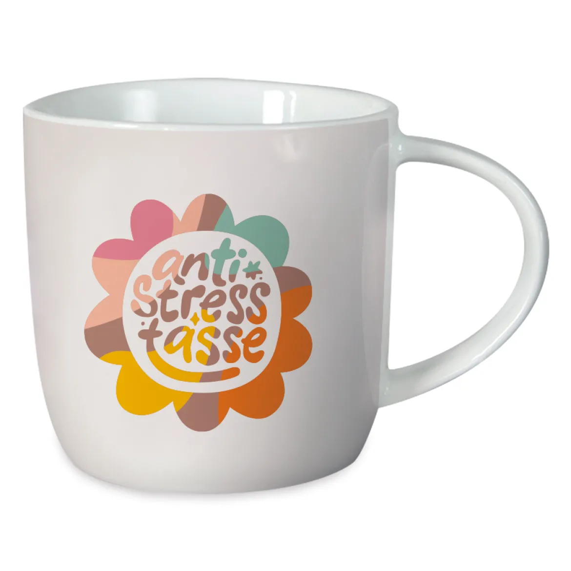 Tasse Gute Laune aus Porzellan Anti Stresstasse weiß bunt 300ml von Grafik Werkstatt