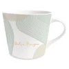 Tasse mit Goldveredelung Guten Morgen weiß grün gold 420ml von Grafik Werkstatt
