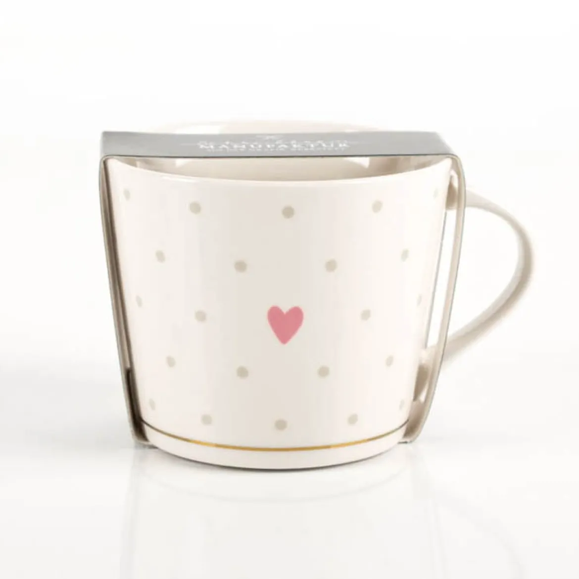 Tasse mit Goldveredelung Herz Pünktchen 420ml von Grafik Werkstatt