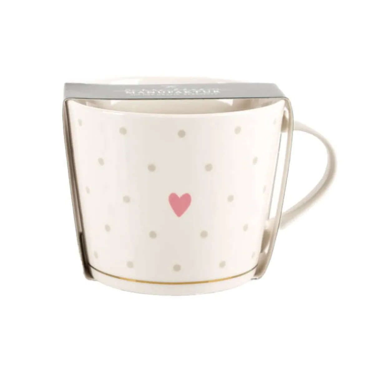 Tasse mit Goldveredelung Herz Pünktchen 420ml von Grafik Werkstatt