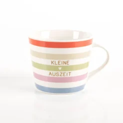 Tasse mit Goldveredelung "Kleine Auszeit" mit bunten Streifen 420ml von Grafik Werkstatt