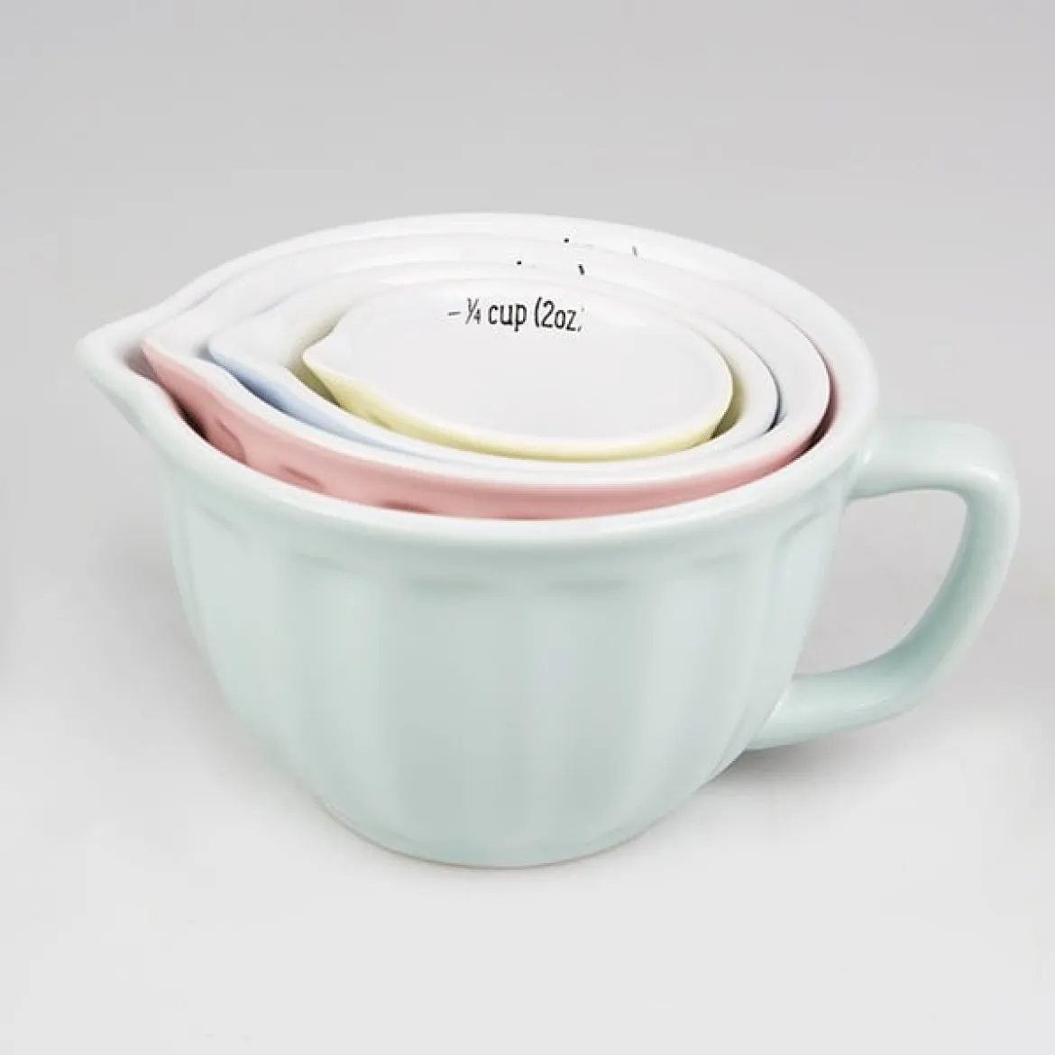 Tassen Messbecher Set 4 Teilig Porzellan Pastell Töne