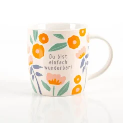 Tasse "Du bist einfach wunderbar" Blumen aus Porzellan 300ml von Grafik Werkstatt