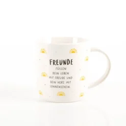 Tasse "Freunde..." mit Sonnenschein aus Porzellan 300ml von Grafik Werkstatt