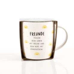 Tasse "Freunde..." mit Sonnenschein aus Porzellan 300ml von Grafik Werkstatt
