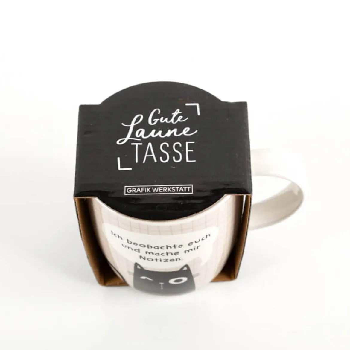 Tasse "Ich beobachte euch...!" Katze aus Porzellan 300ml von Grafik Werkstatt