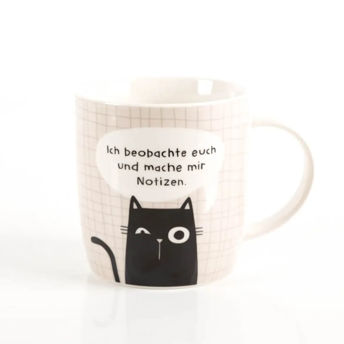 Tasse "Ich beobachte euch...!" Katze aus Porzellan 300ml von Grafik Werkstatt