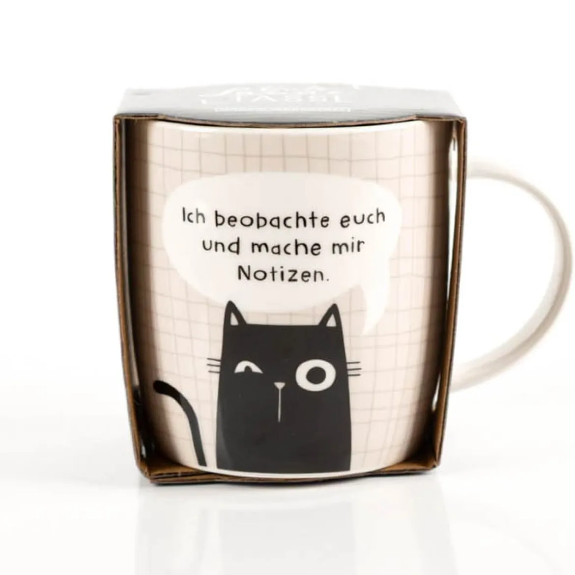 Tasse "Ich beobachte euch...!" Katze aus Porzellan 300ml von Grafik Werkstatt