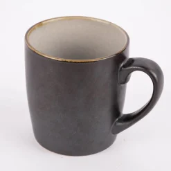 Tasse reactive glaze reaktive Glasur schwarz hellgrau 12x9cm