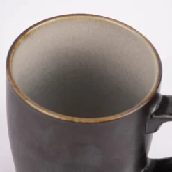 Tasse reactive glaze reaktive Glasur schwarz hellgrau 12x9cm