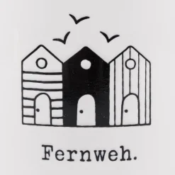 Tasse Vintage aus Keramik in Emaille-Optik Maritim Fernweh weiß schwarz 400ml von Grafik Werkstatt