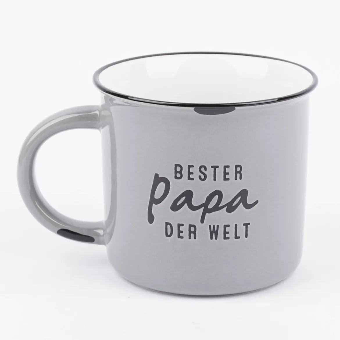 Tasse Vintage aus Keramik in Emaille-Optik Bester Papa der Welt blaugrau schwarz 400ml von Grafik Werkstatt