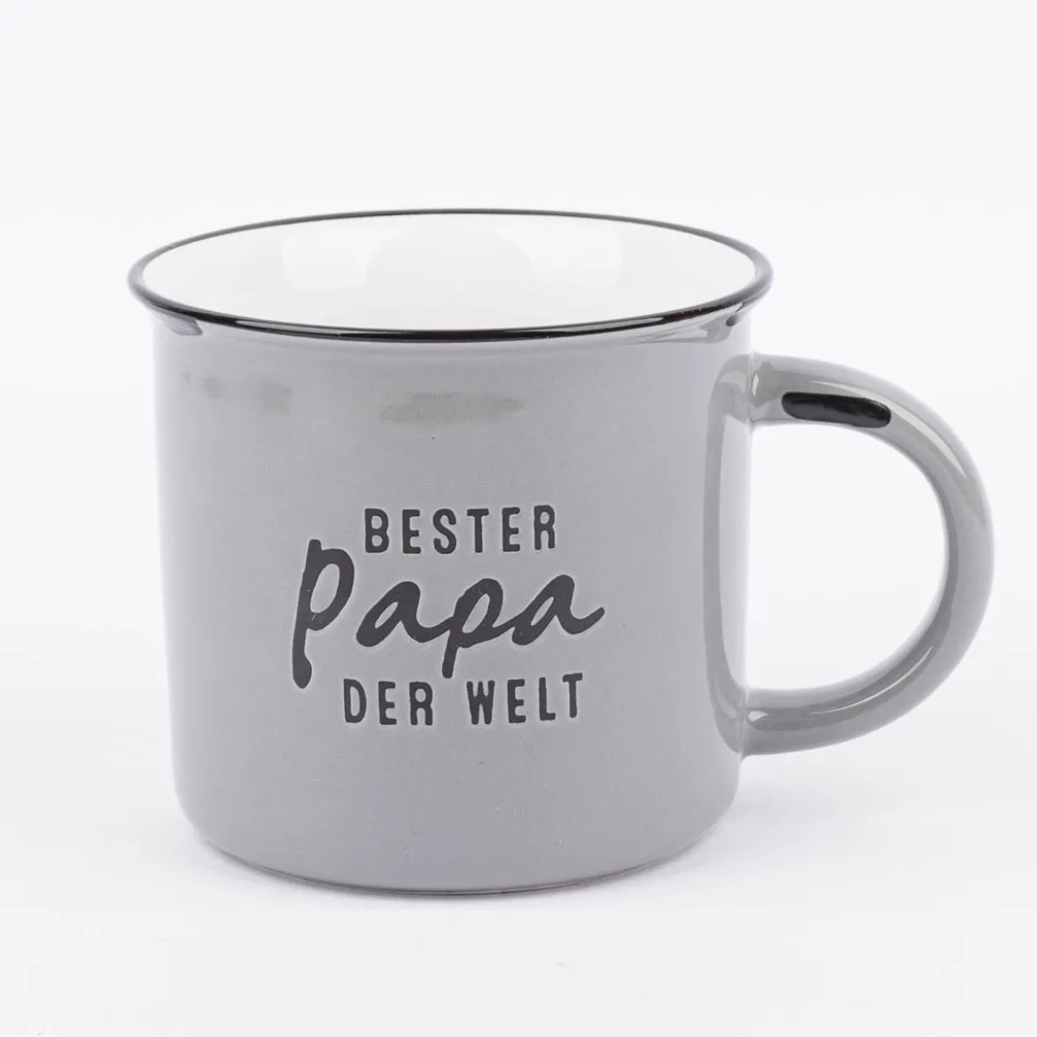 Tasse Vintage aus Keramik in Emaille-Optik Bester Papa der Welt blaugrau schwarz 400ml von Grafik Werkstatt