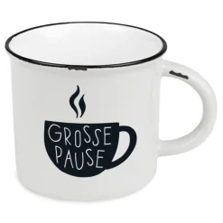 Tasse Vintage Grosse Pause weiß schwarz 400ml von Grafik Werkstatt
