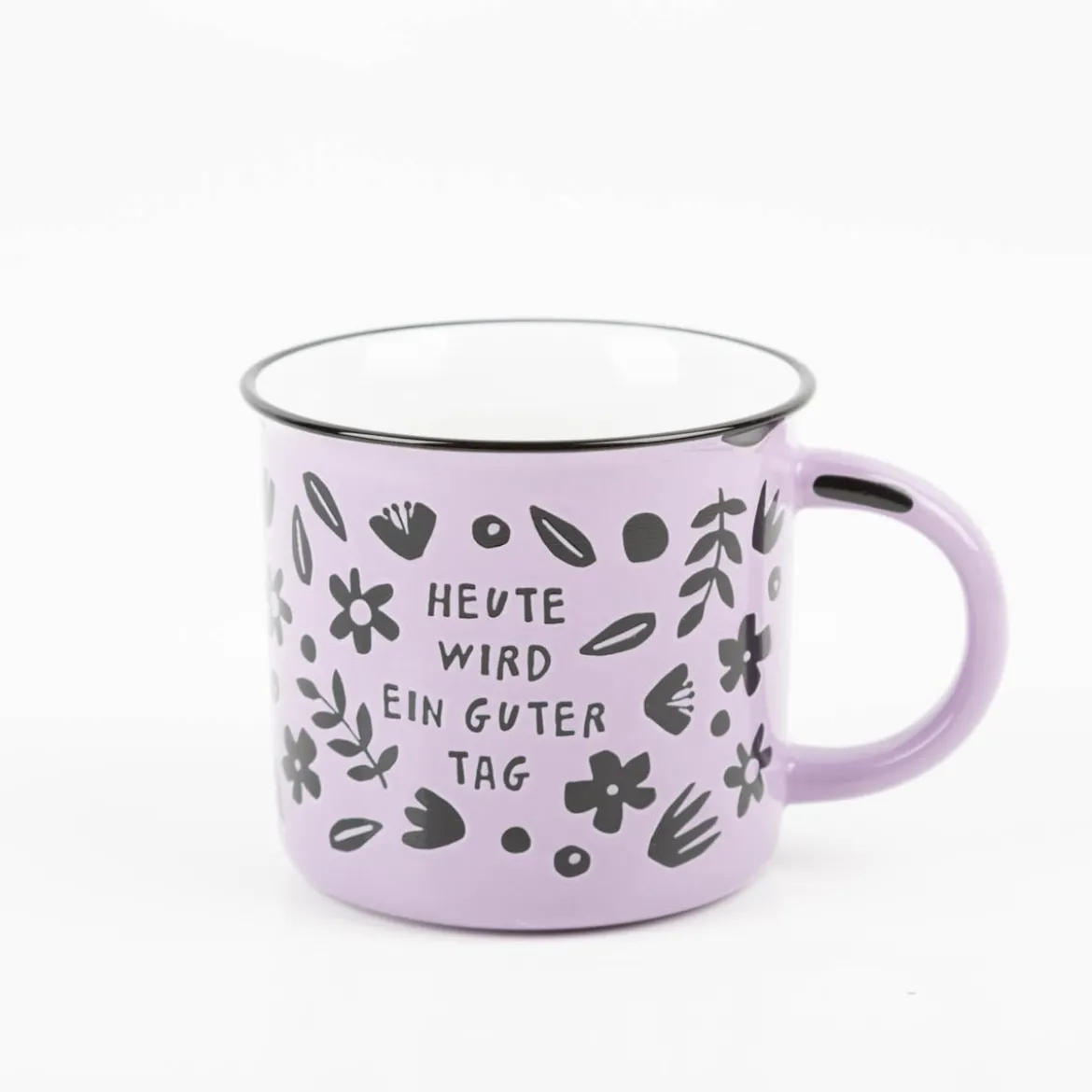 Tasse Vintage Heute wird ein guter Tag Keramik im Emaille-Look 400ml von Grafik Werkstatt