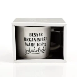 Tasse Vintage "Besser organisiert..." Keramik im Emaille-Look 400ml von Grafik Werkstatt