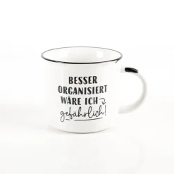 Tasse Vintage "Besser organisiert..." Keramik im Emaille-Look 400ml von Grafik Werkstatt