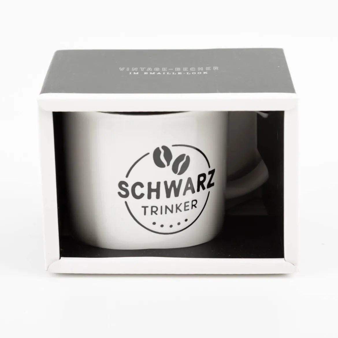 Tasse Vintage Schwarztrinker Keramik im Emaille-Look 400ml von Grafik Werkstatt