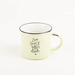 Tasse Vintage Zum Glück gibt´s dich Keramik im Emaille-Look 400ml von Grafik Werkstatt