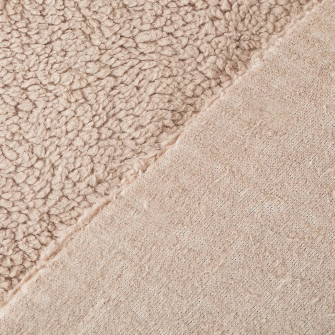 Teddy Fleece Baumwoll Krimmer Plüschstoff einfarbig taupe 1,6m Breite