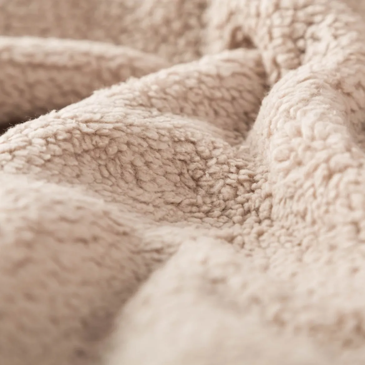 Teddy Fleece Baumwoll Krimmer Plüschstoff einfarbig taupe 1,6m Breite