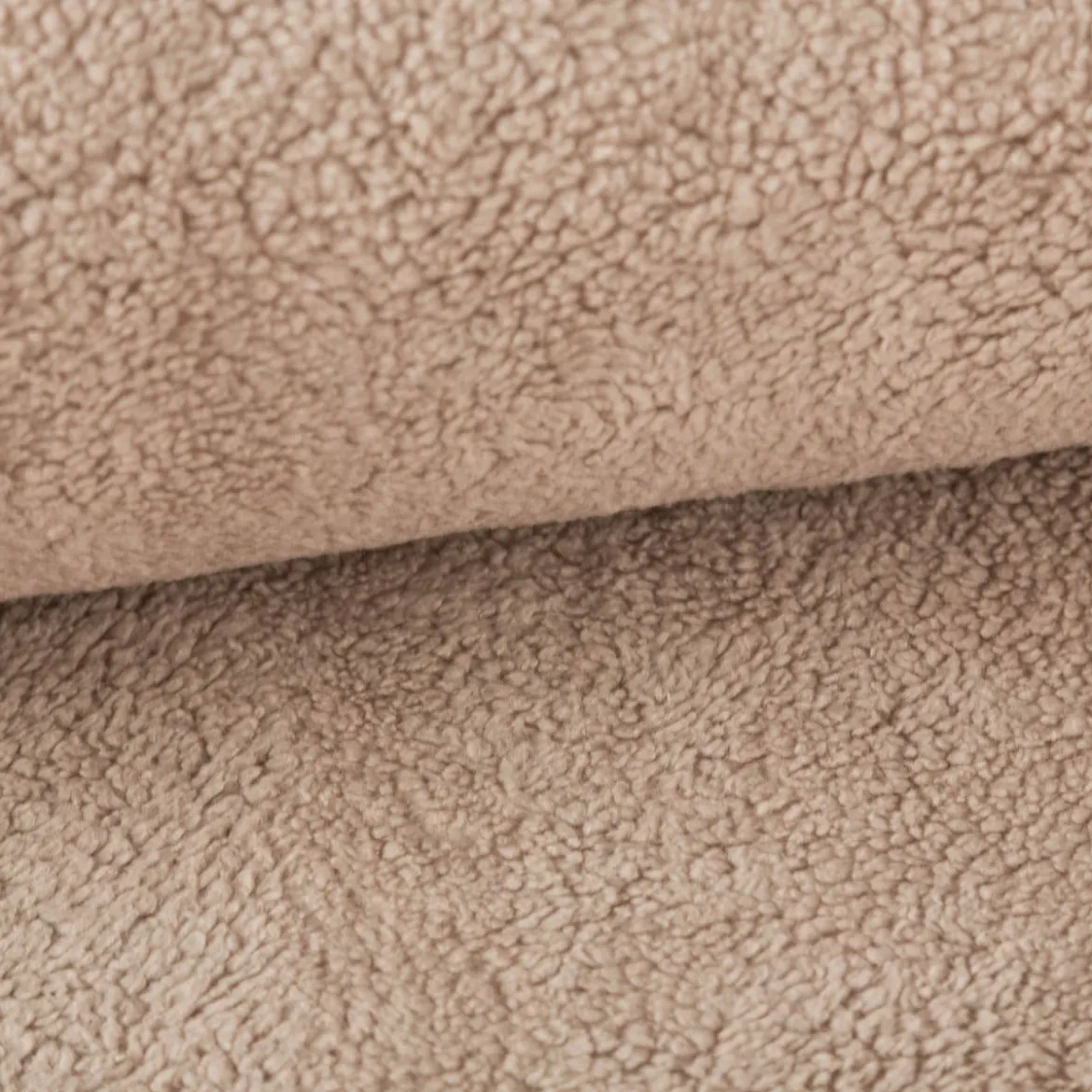 Teddy Fleece Baumwoll Krimmer Plüschstoff einfarbig taupe 1,6m Breite