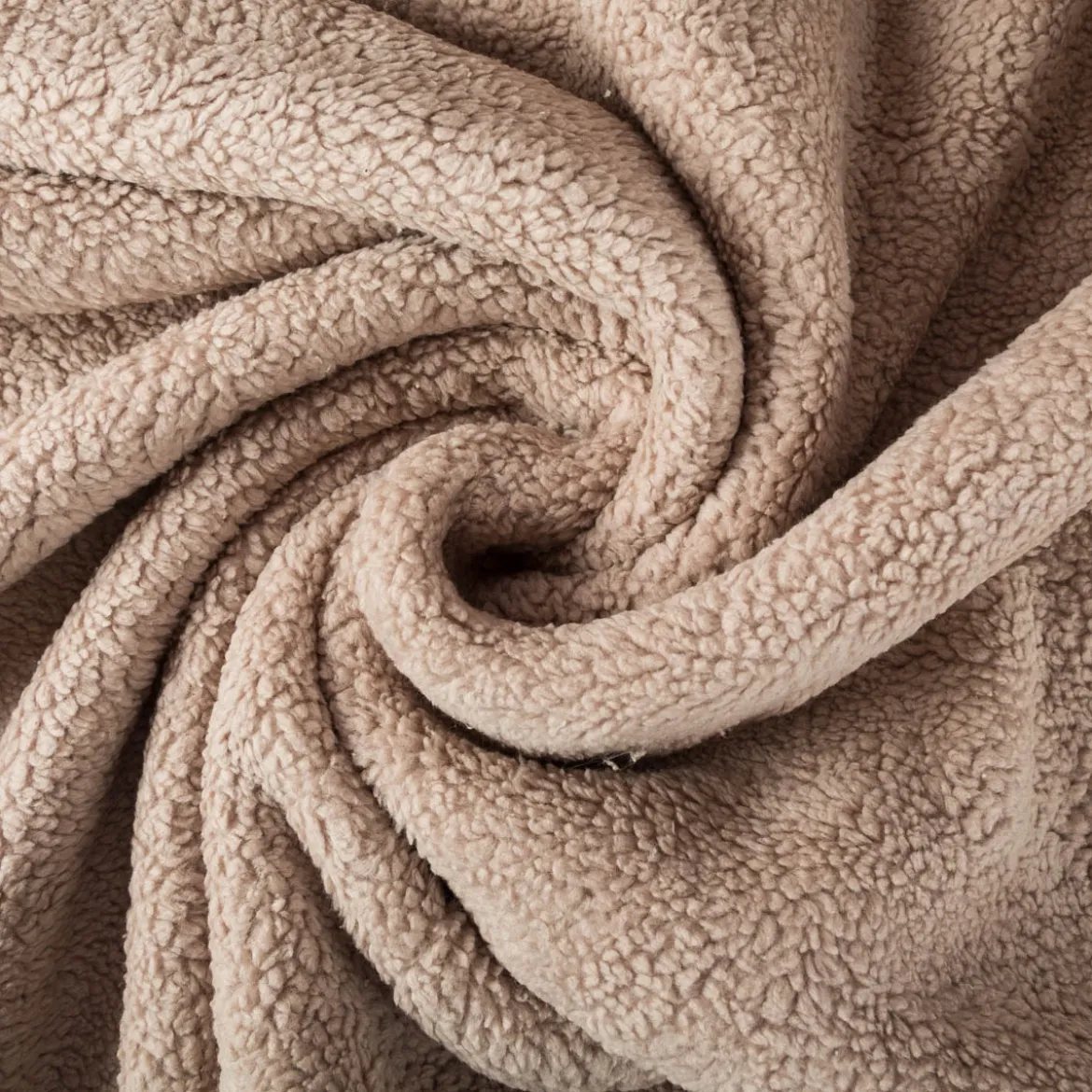 Teddy Fleece Baumwoll Krimmer Plüschstoff einfarbig taupe 1,6m Breite