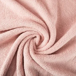 Teddy Fleece Baumwoll Krimmer Plüschstoff einfarbig hell rosa 1,6m Breite