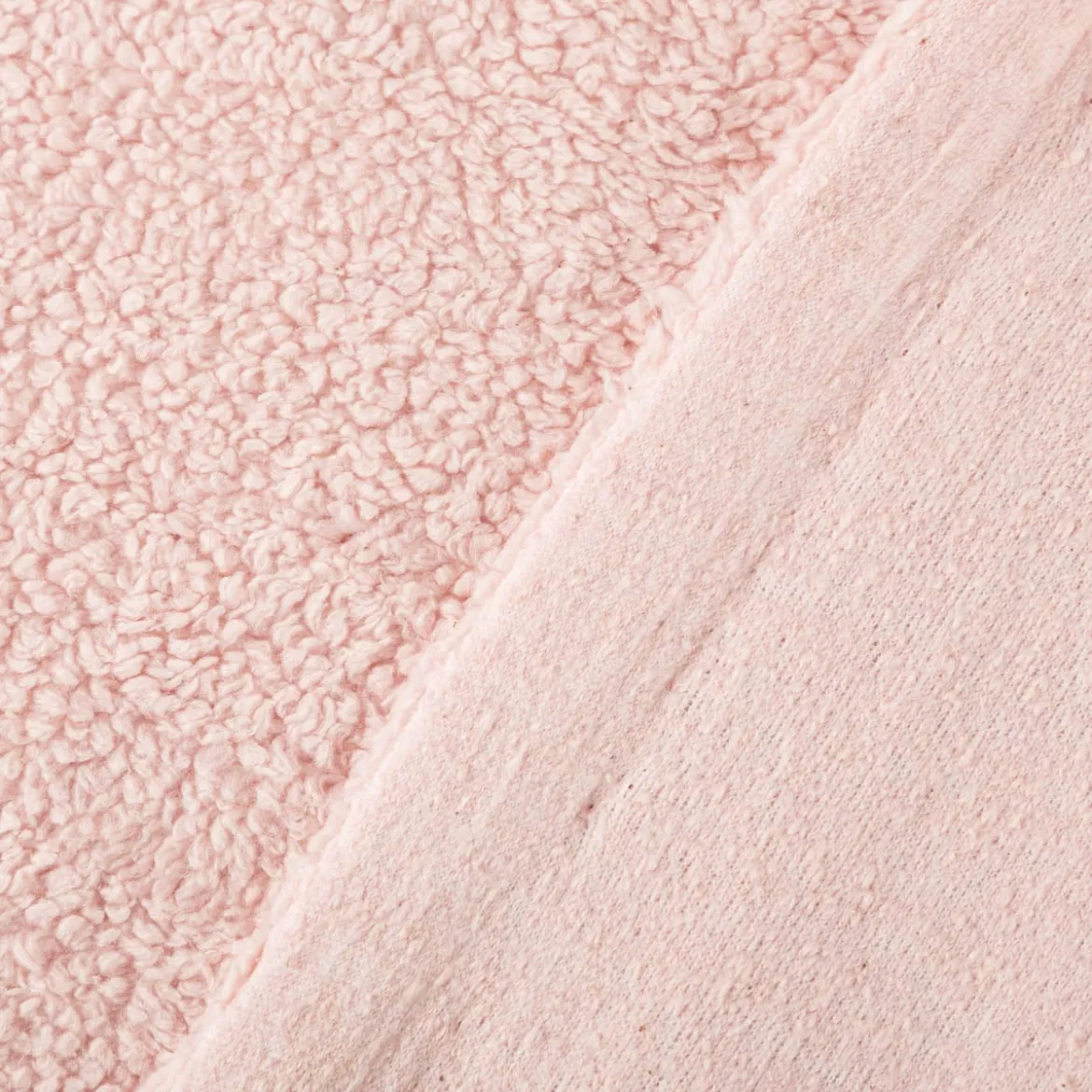 Teddy Fleece Baumwoll Krimmer Plüschstoff einfarbig hell rosa 1,6m Breite