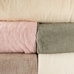 Teddy Fleece Baumwoll Krimmer Plüschstoff einfarbig hell rosa 1,6m Breite